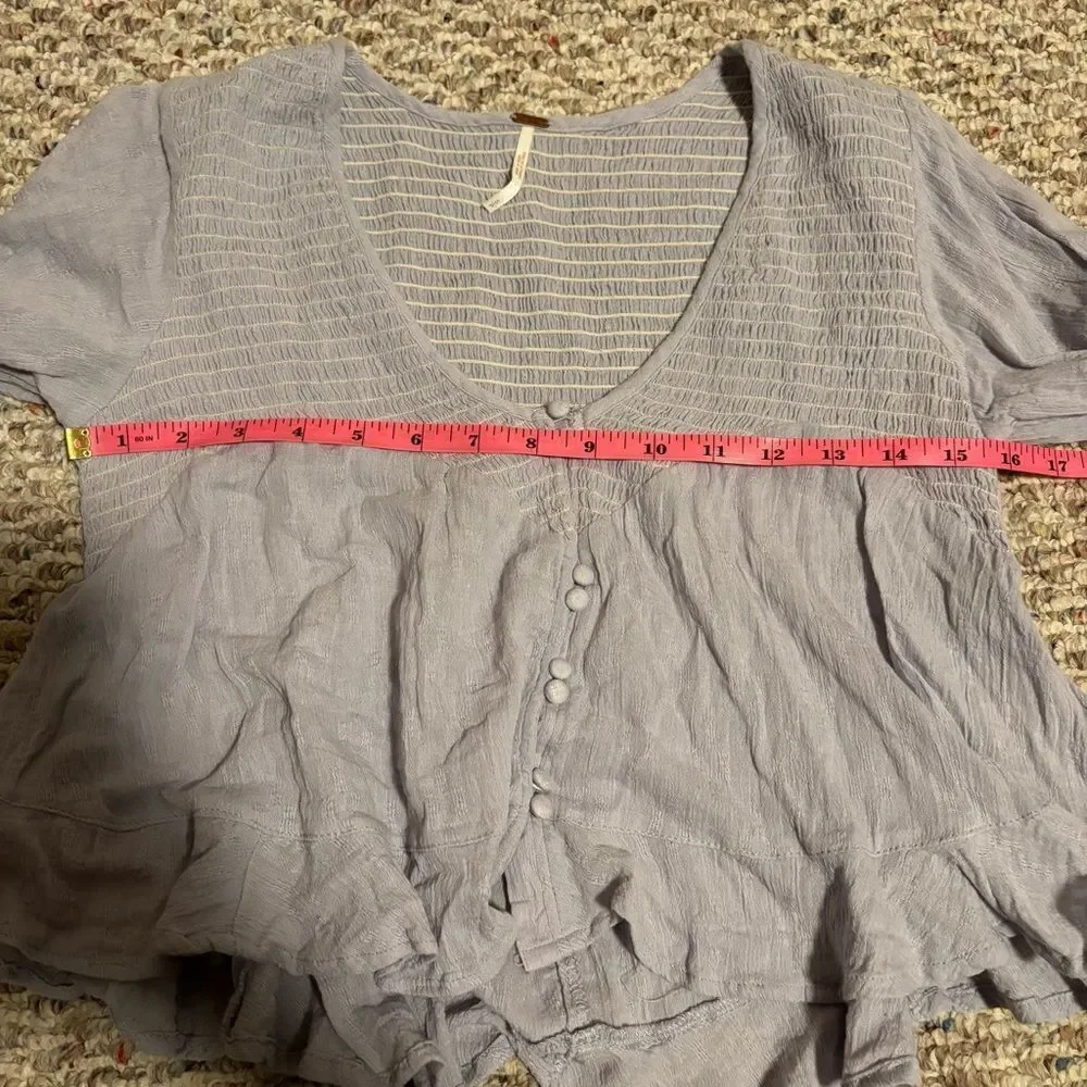 Free People Lilac Button-Front Peplum Blouse